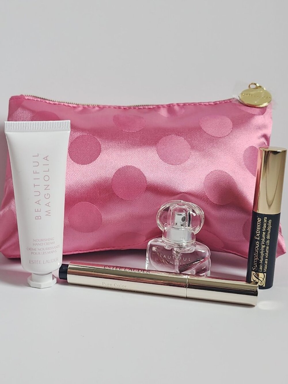 NEW Estée Lauder Beautiful Magnolia 5-Pc Gift Set Bag Perfume Mascara Pure Color
